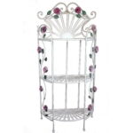 Regał Prowansalski z Różami - Trzy Półki, Metaloplastyka Jasny Kolor, Składany 125x60x27cm