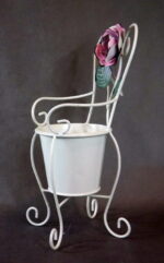 Kwietnik-Krzesło Prowansalski z Motywem Róży, Mały Rozmiar - obrazek 2