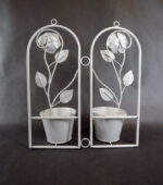 Podwójny Wiszący Kwietnik z Metaloplastyki w Stylu Prowansalskim z Motywem Róży - obrazek 2