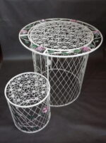 Stolik Okrągły Prowansalski z Metaloplastyki z Motywem Róży - obrazek 3