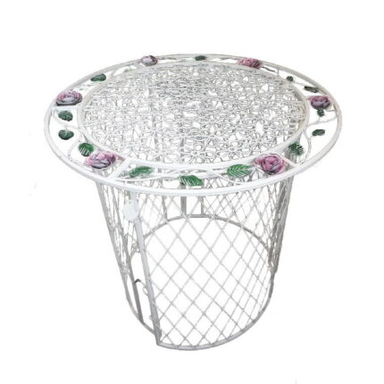 Stolik Okrągły Prowansalski z Metaloplastyki z Motywem Róży