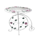 Stolik Prowansalski na Kołach z Dekoracją Różowej Gałązki