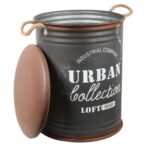 Metalowa Pufa z Siedziskiem i Przestrzenią do Przechowywania marki Goliat, Brązowo-Srebrna, 55 cm. - obrazek 2