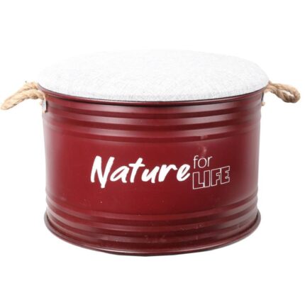 Metalowa Pufa z Przestrzenią do Przechowywania Goliat 36 cm - Czerwona