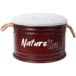 Bordowa Metalowa Pufa do Przechowywania marki Goliat o Średnicy 33,5 cm