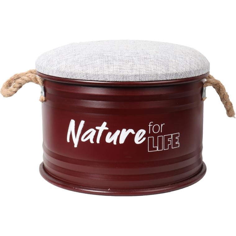 YA11322M Bordowa Metalowa Pufa do Przechowywania marki Goliat o Średnicy 33,5 cm - obrazek 1