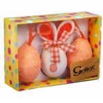 Komplet 3 Dekoracyjnych Jajek Wielkanocnych na Zawieszce, 10cm, Kolor Pomarańczowy - obrazek 2