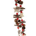 GIRLANDA DREWNIANA OZDOBA ŚWIĄTECZNA BOŻONARODZENIOWA Z GWIAZDAMI - obrazek 3