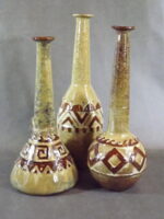 Wazon ceramiczny w kolorze piaskowym z brązowym wzorem 38x14 cm - obrazek 2