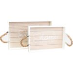 Zestaw Stylistycznych Tac z Uchwytem ze Sznurów dla Śniadań w Łóżku