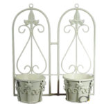 Podwójny Kwietnik Metaloplastyka w Stylu Prowansalskim, Kremowy