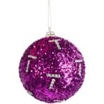 Komplet 4 Fioletowych Bombek Styropianowych z Cekinami 6 cm - Dekoracja Świąteczna - obrazek 2