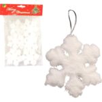 Komplet 6 Białych Styropianowych Śnieżynek - Zawieszki o Wysokości 6 cm
