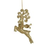 ZAWIESZKA DEKORACYJNA  RENIFER BROKATOWY 18 CM ZŁOTY - obrazek 2