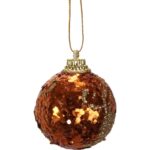 Komplet 6 bombek brokatowych pomarańczowych 6 cm - obrazek 2