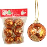 Komplet 6 bombek brokatowych pomarańczowych 6 cm