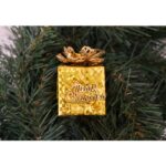 Komplet 5 Złotych Zawieszek w Kształcie Paczek Prezentowych - obrazek 3