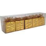 Komplet 5 Złotych Zawieszek w Kształcie Paczek Prezentowych