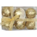 Zestaw 6 Wytrzymałych Bombek Brokatowych w Kolorze Złotym - 5 cm - obrazek 2