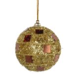 Zestaw 4 Złotych Bombek Styropianowych z Brązowymi Szkiełkami 7 cm - obrazek 2