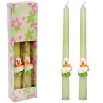 Świeczki Wielkanocne z Figurkami Kaczek 26cm, Białe, 2 szt.