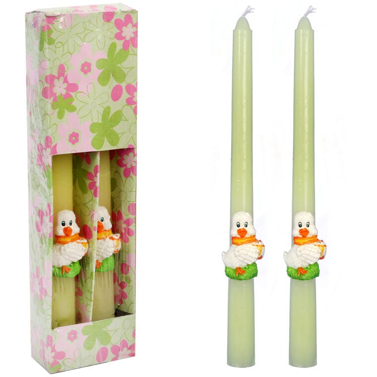 YH55306 Świeczki Wielkanocne z Figurkami Kaczek 26cm, Białe, 2 szt. - obrazek 1