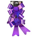 Komplet 2 Dekoracyjnych Fioletowych Kokard z Brokatem na Święta Bożego Narodzenia