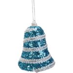 Komplet 4 dzwonków cekinowych niebiesko srebrnych 7 cm - obrazek 2