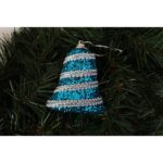 Komplet 4 dzwonków cekinowych niebiesko srebrnych 7 cm - obrazek 3