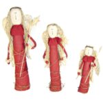 Mały Aniołek z Gwiazdą - Bordowo-Beżowy, Wykonany z Papieru, Płótna i Sznurka - obrazek 2