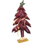 Papierowa choinka dekoracyjna zielono-bordowa 65 cm - obrazek 2