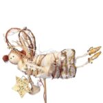 ANIOŁ FIGURKA STOJĄCA Z SIZALU I GAŁĄZEK 34 CM - obrazek 2