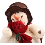 Bałwan stojący wykonany z naturalnych materiałów w kolorze biało czerwonym35 cm - obrazek 2