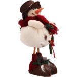 Bałwan stojący wykonany z naturalnych materiałów w kolorze biało czerwonym35 cm - obrazek 3