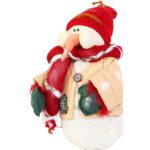 Bałwan z naturalnych materiałów w czerwonym kolorze 43 cm - obrazek 2