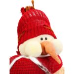 Bałwan wykonany z naturalnych materiałów w kolorze czerwonym 33 cm - obrazek 3