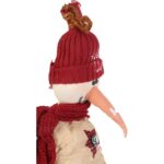 Bałwan stojący wykonany z naturalnych materiałów w kolorze czerwonym  55 cm - obrazek 3