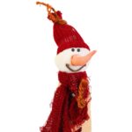 Bałwan stojący wykonany z naturalnych materiałów w kolorze czerwonym  40 cm - obrazek 3