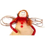Anioł świąteczny z naturalnych materiałów w kolorze czerwonym 38 cm - obrazek 2