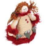 Anioł stojący wykonany z naturalnych materiałów w kolorze czerwonym 18 cm - obrazek 2