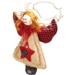 Anioł do zawieszenia, z naturalnych materiałów, czerwony, 17 cm - obrazek 2