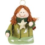 Anioł  zielony z materiału z gwiazdą o wysokości 30 cm