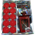 Zestaw Dekoracyjny Ciepły Akcent- Czerwona Latarenka i Świeczki Tealight