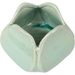 Wazonik ceramiczny w kształcie kwiatu turkusowy 10x8 cm - obrazek 2
