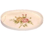 Owalna Taca w Stylu Rustykalnym z Ręcznie Malowanymi Motywami Kwiatowymi