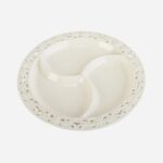 Talerz Ceramiczny z Przegrodami na Złotych Nóżkach 24 cm - Kolekcja Koronkowa - obrazek 2