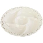 Elegancki Ceramiczny Talerz z Przegrodami 26 cm z Kolekcji Koronkowej