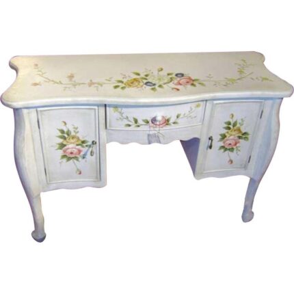 Rustykalna Toaletka/Biurko z Ręcznie Malowanymi Motywami Kwiatowymi