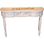 Prowansalska Toaletka z Ręcznie Malowanymi Kwiatami i Aksamitnym Wykończeniem