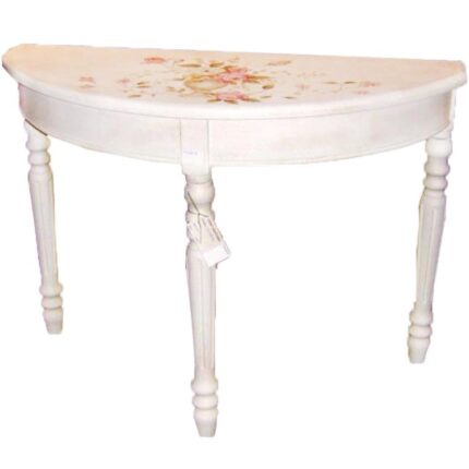 Biała Konsola Prowansalska z Ręcznie Malowanymi Kwiatami